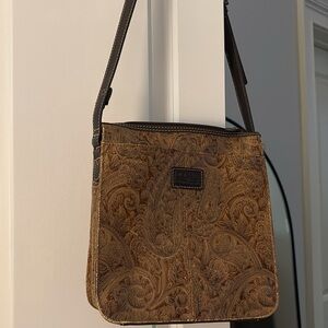 Relic Tan Embossed Messenger leather Bag
